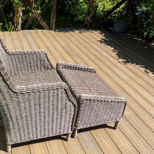 Tough Decking Champagne Light Oak Composite Decking With Garden Furniture
